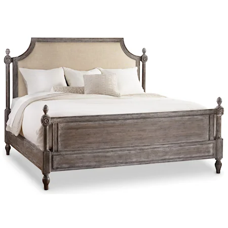 King Fabric Upholstered Poster Bed